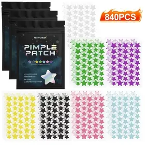 New Arrival 840pcs Multi-Color Large-Sized Star Acne Patches, Facial Concealing & Papule Patches, Ultra-Thin Breathable Skin-Friendly, Gentle