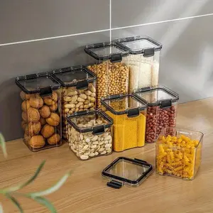 1pc Clear Food Storage Box, Food Storage Container With Lid, Stackable Storage Containers, Plastic Kitchen And Pantry Organization Canisters
