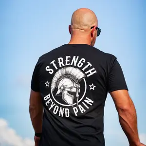 Strength Beyond Pain T-Shirt - Fitted Short Sleeve Crew Neck Medium Length Cotton Polyester Blend for Gym & Streetwear
