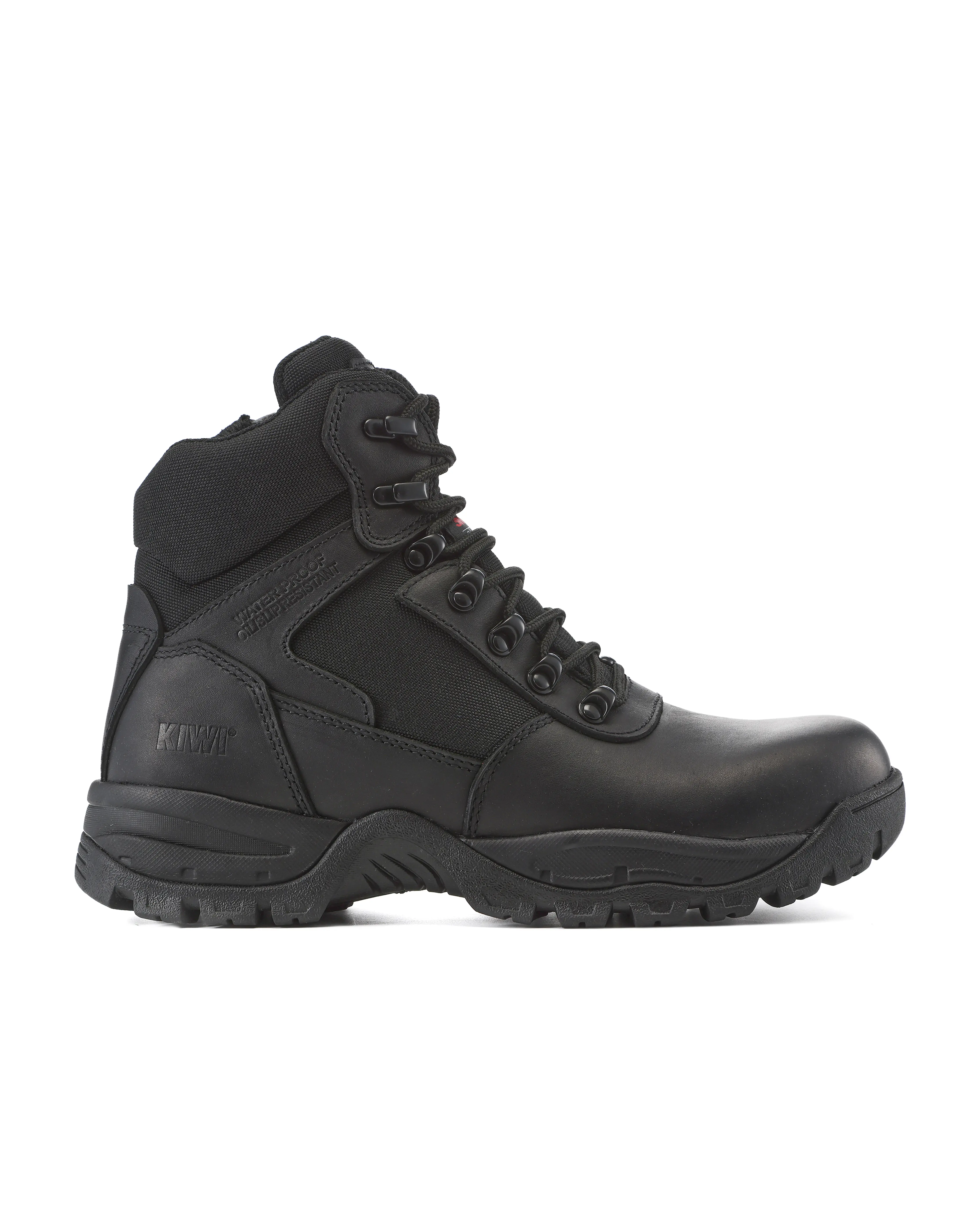 Kiwi Rugged Black Full Grain Leather Mid-Cut 6" Composite Toe Zipped Waterproof Tactical Boots [68100]