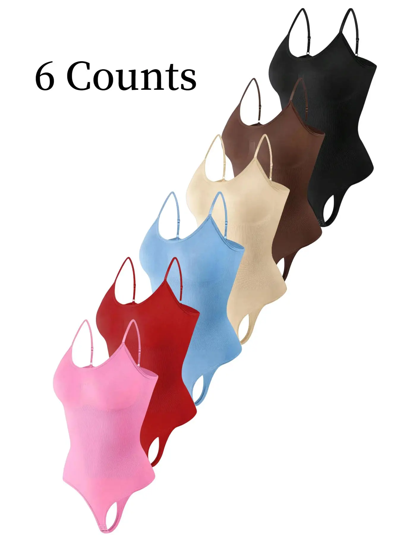 Women's Solid Color Adjustable Strap High Compression Waist Control Shapewear Bodysuit, Basic Tummy Control Shaper, Ladies Shapewear for All Seasons
