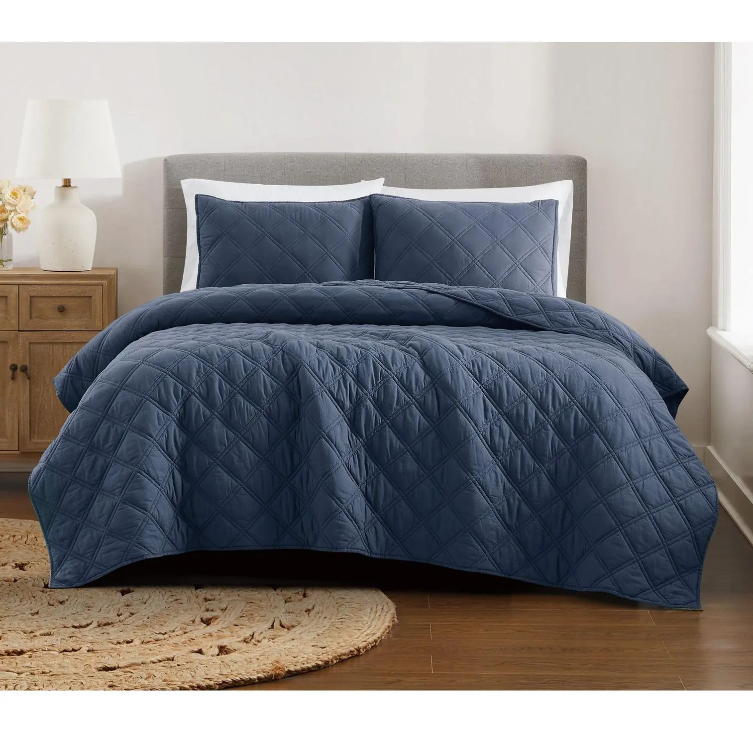 Brooklyn Loom Diamond Washed Cotton King QuiltSet