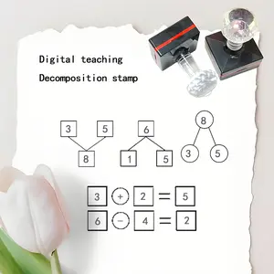 Math Teaching Stamp Set for Teachers, Self-Inking Number Decomposition Stamps, Photocatalytic Arithmetic Correction Seals, Ink Marks, Office Supplies