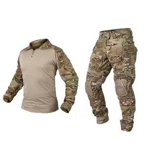 Men G3 Combat Uniforms Set with Knee & Elbow Pads Camouflage Clothing