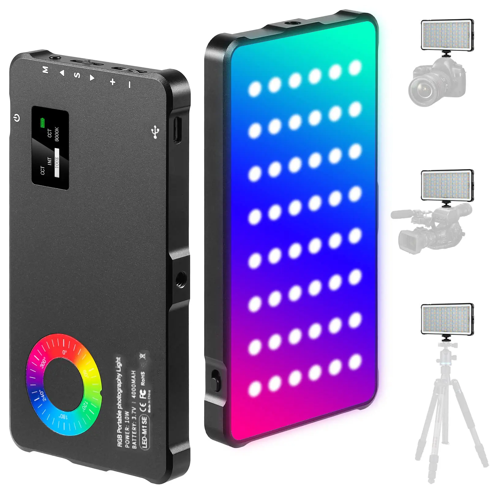 RGB Full-Color Photography Light – Designed for Live Streaming, Video Recording, and Photography; 4000mAh Portable Handheld Light; LED Fill Light Panel; Color Temperature 2500–8500K; Suitable for TikTok, Content Creators, and Photographers.