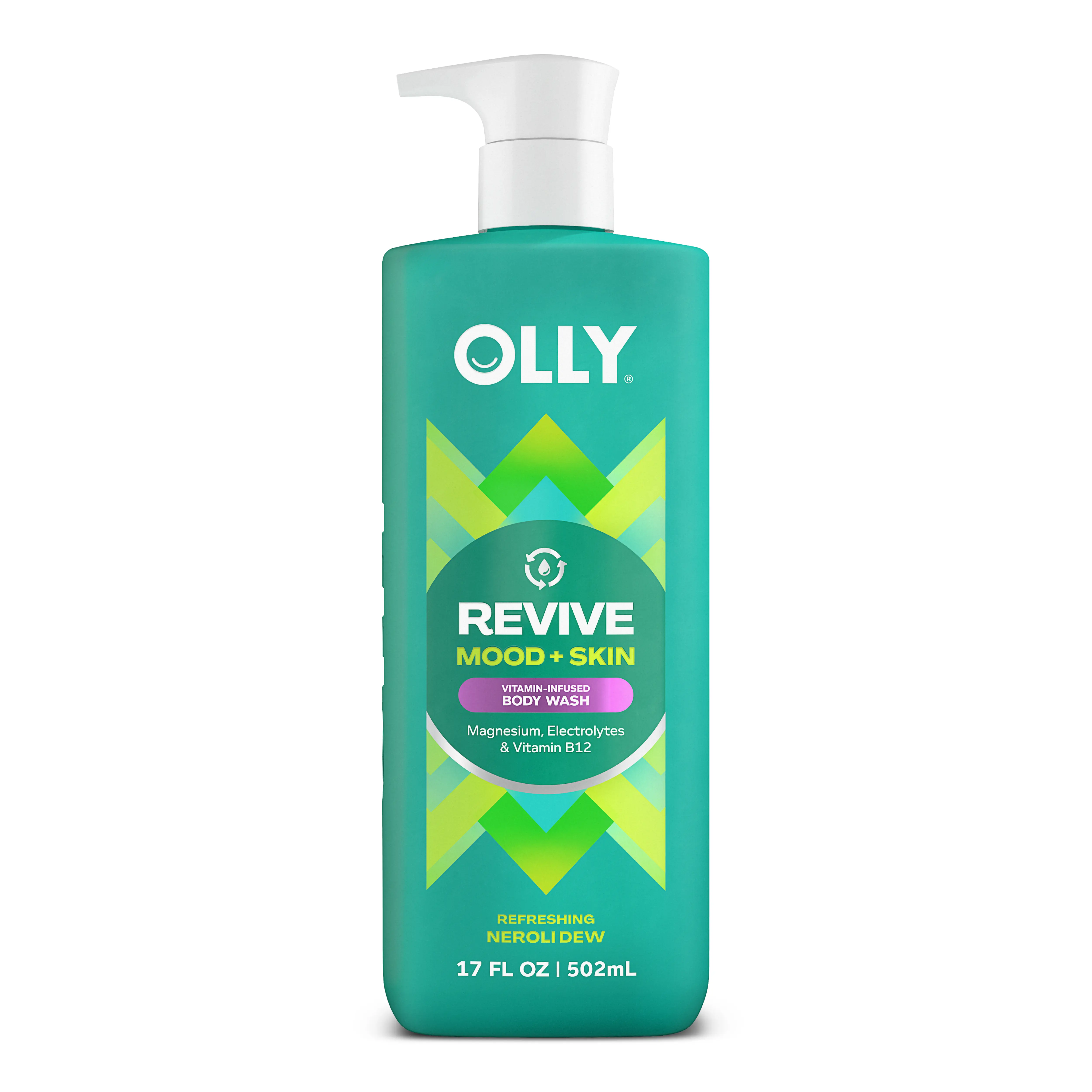 OLLY Revive Mood + Skin Body Wash - Vitamin-Infused Gel Cleanser with Magnesium & Vitamin B12 for Tired Skin Rejuvenation 17 fl oz