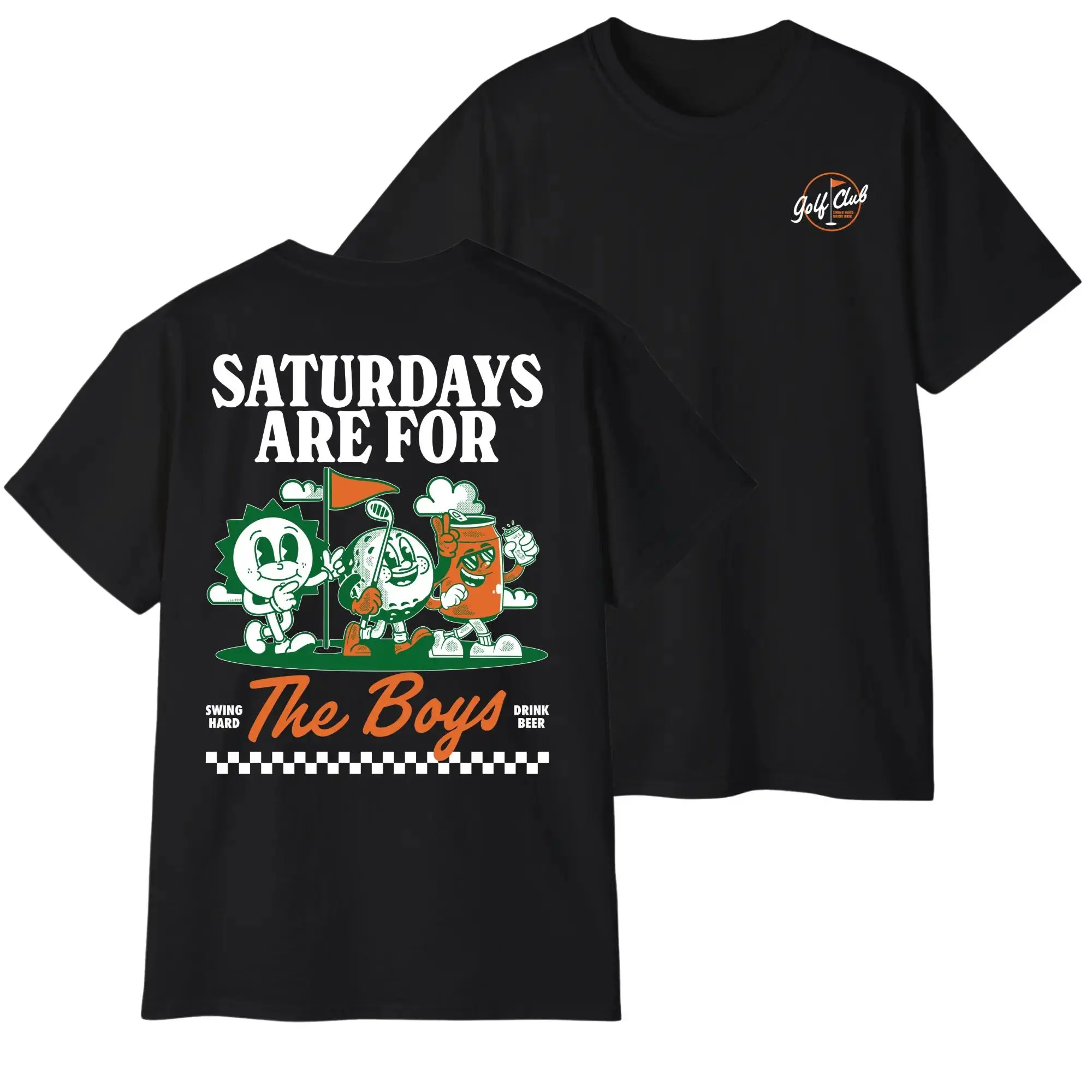 Graphic T-Shirt for Men, Saturdays with the Boys Retro Print, Oversized Relaxed Fit Cotton Fabric, Short Sleeve Round Neck Casual Streetwear Top