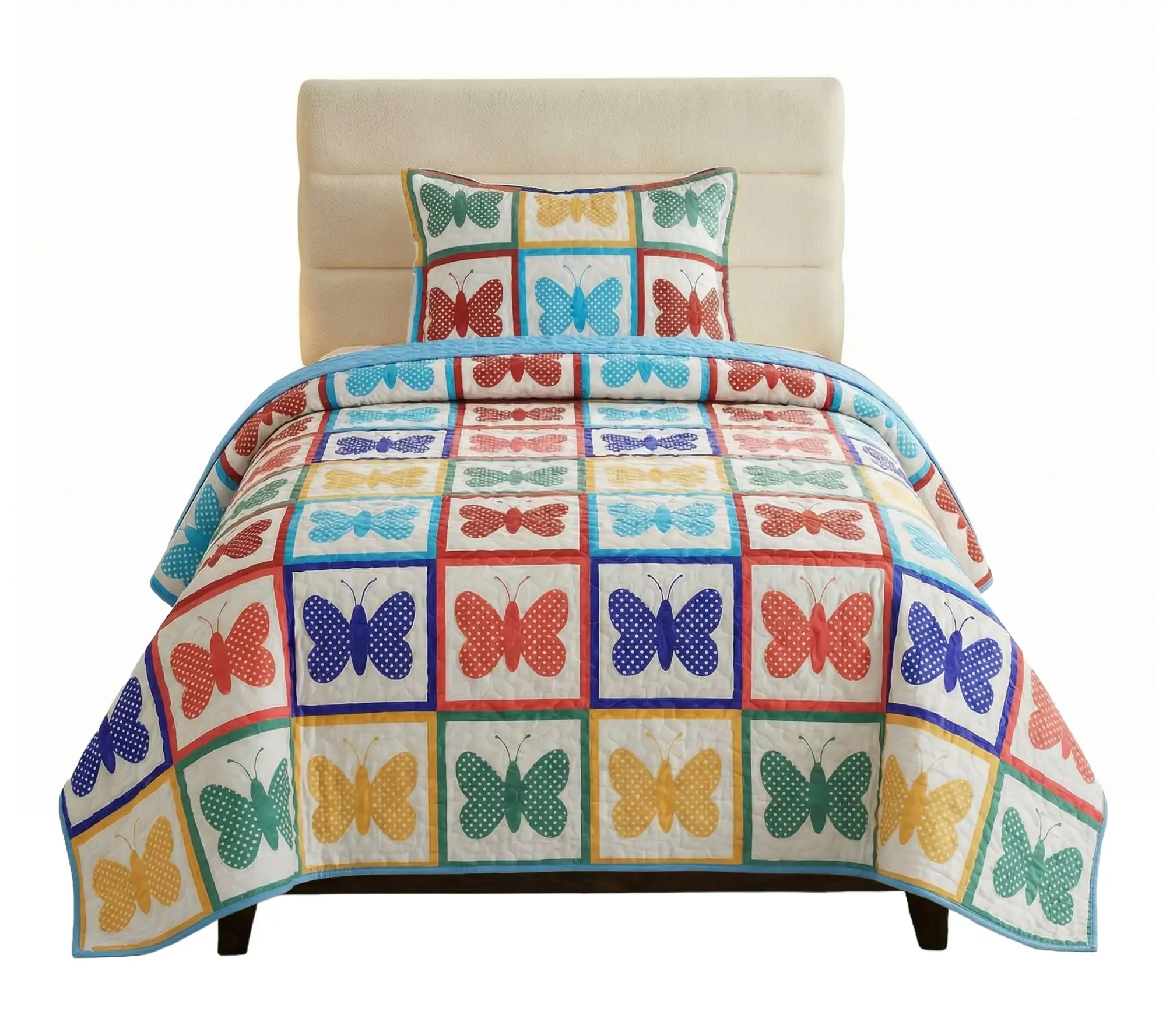 Lavish Home 2-Piece Twin Quilt Bedding Set Colorful Butterfly