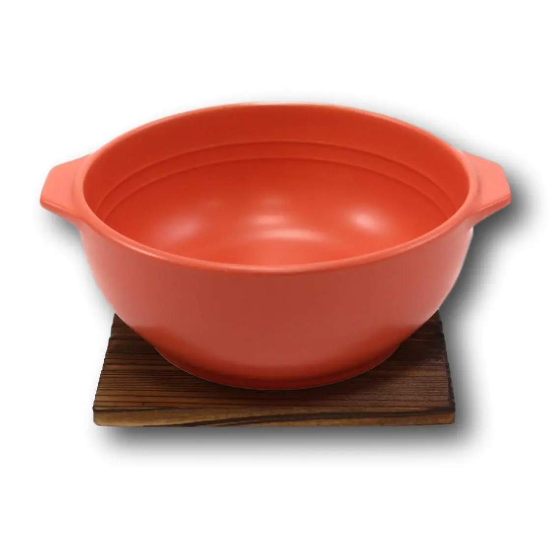 Traditional Japanese Red Donabe Ceramic Thermal Cooking Pot - 32oz Stove-Safe Arsenic-Free Cookware with High Heat Resistant Glaze, Wooden Base, Handles for House Warming, Gift Giving, Preparing Traditional Japanese Meals