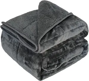 Throw Sherpa Weighted Blanket 20 lbs - 80"x87" for Adults, Fleece Fluffy Fuzzy Cozy Plush Washable Heavy Blanket, Super Soft Warm for   Full Size Bed in Winter