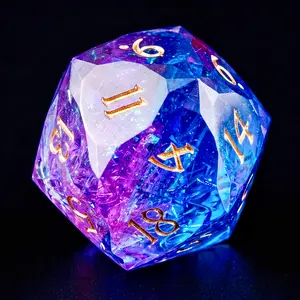 Gem Cut Resin Dice Set Crystal Style DND Dice, Sharp Edge Polyhedral RPG Dice for Dungeons & Dragons, Tabletop Games