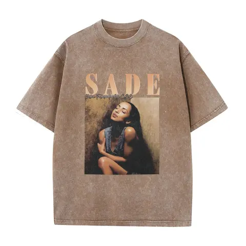 1PCS Men's Cotton Short-Sleeve Graphic T-Shirt - Round Neck, Gothic, Vintage Vibe, Y2000 Swag Sade Band Print, Black & Golden Figure, Loose-Fitting, Boho, Party, Office & Festival Wear, All-Season Streetwear
