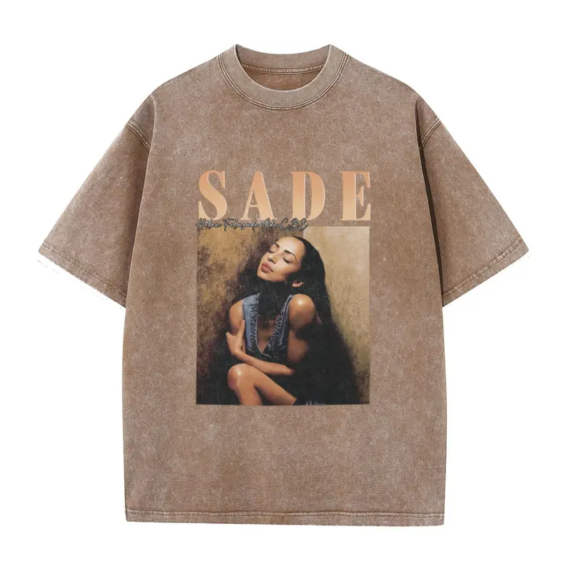 1PCS Men's Cotton Short-Sleeve Graphic T-Shirt - Round Neck, Gothic, Vintage Vibe, Y2000 Swag Sade Band Print, Black & Golden Figure, Loose-Fitting, Boho, Party, Office & Festival Wear, All-Season Streetwear