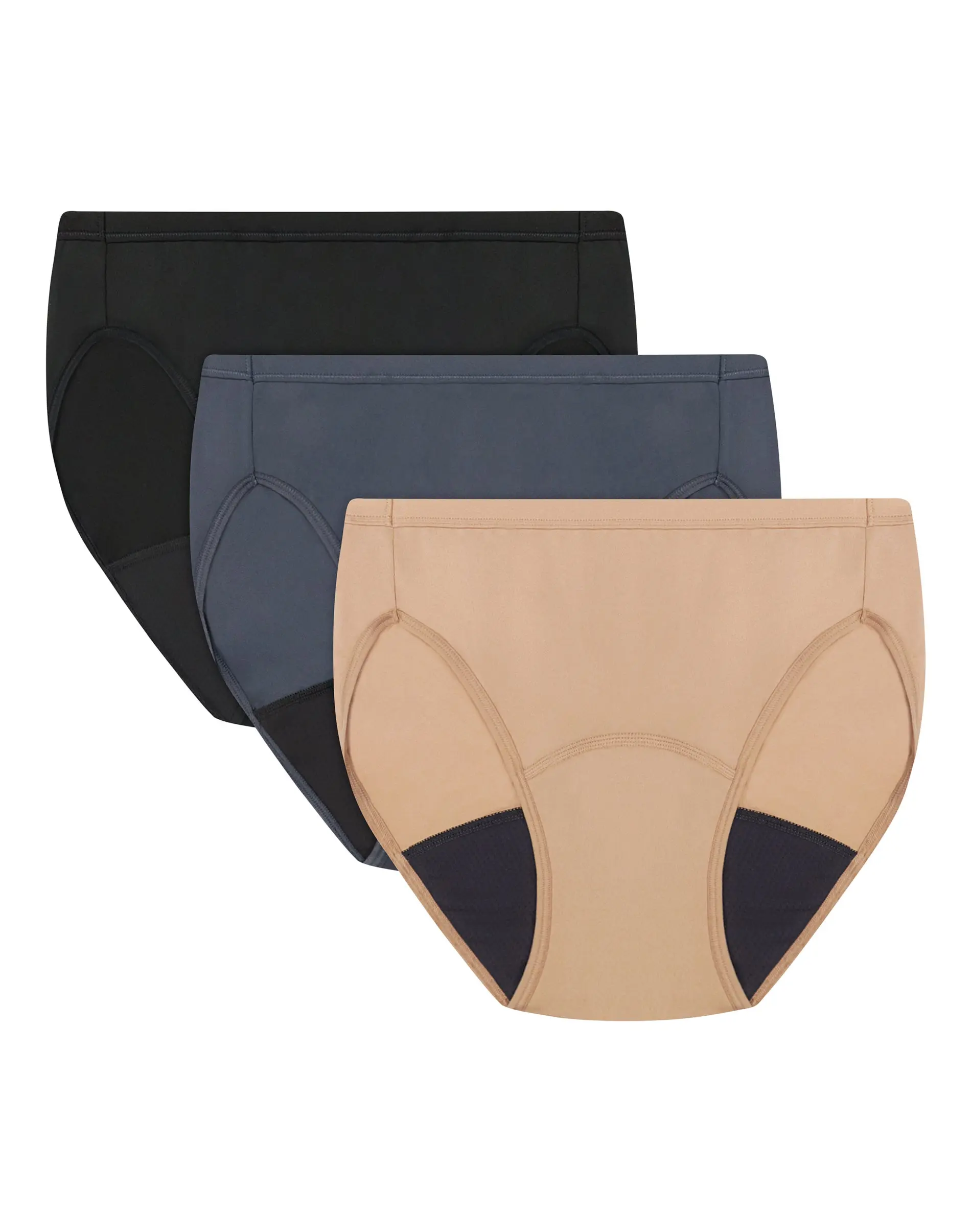 Hanes Comfort, Period. Women's Underwear High-Cut Pack, 3-Pack, Light Bladder Leak Protection