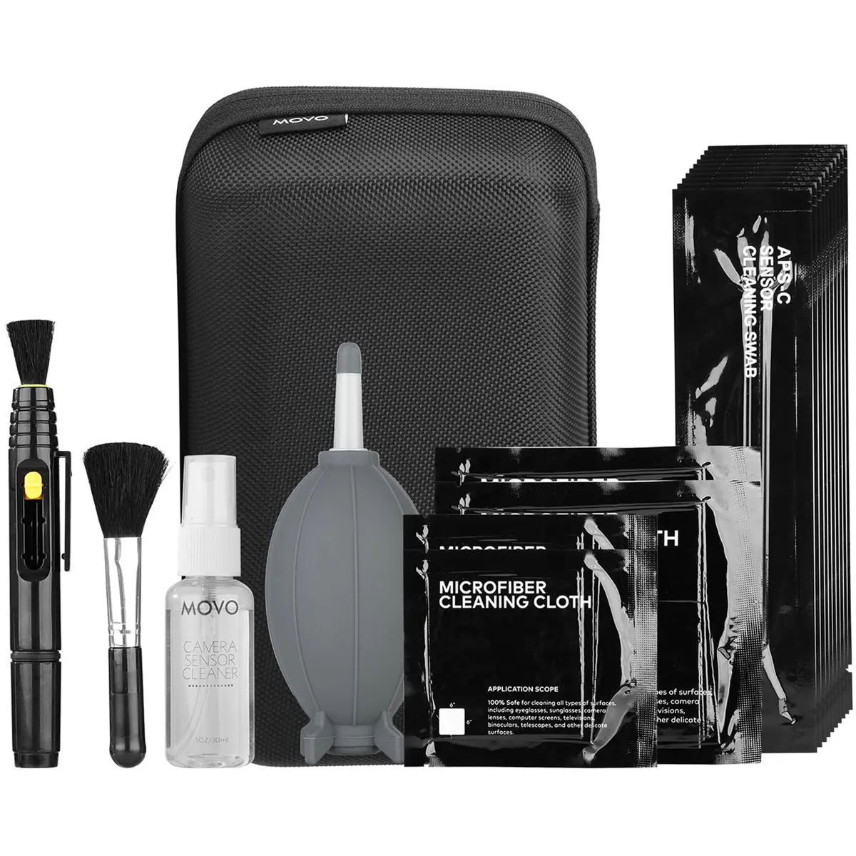 Movo Photo Deluxe Essentials DSLR Camera Sensor Cleaner Kit - Electronic Equipment with Lens Cleaning Tools and Microfiber Cloth, Complete Kit, Deluxe Edition