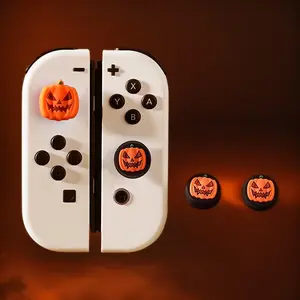 Halloween Themed Game Controller Thumb Grip Cap, 4 Counts Soft Silicone Game Controller Thumb Stick Cap, Console Accessories for Nintendo Switch OLED Lite