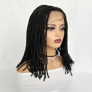 14 Inch Synthetic Hair Straight Full Lace Dreadlock Wig with Baby Hair Pre Plucked Knotless Square Part Faux Locs Wig Braided Wigs for Women Full Double Lace Wig Dreadlocks Crochet Hair for Women