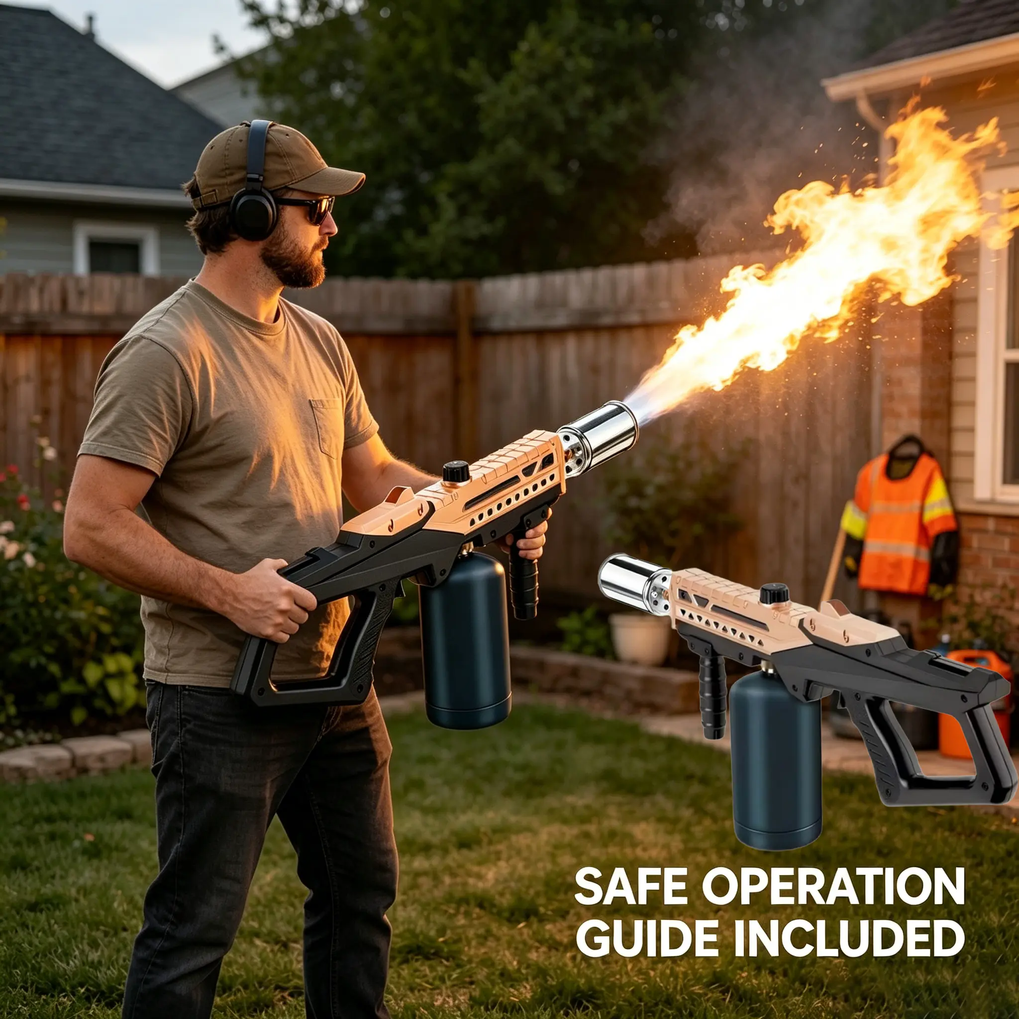 Durable Propane Torch Gun with Adjustable Flame & Ergonomic Grip - Gold Culinary Blowtorch for Searing Steak, BBQ, and Camping