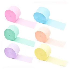 6pcs/set 25M Pastel Crepe Paper Streamers Roll, Multicolor Pastel Color DIY Paper Garland, Photography Backdrops For Wedding Birthday Party Bridal Shower Decoration Baptism Christening Party Decoration Supplies, Party Event Props