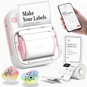 Portable Label Printer, Wireless Label Printer Suitable for Small Businesses, Offices, Homes, Addresses, Offices, Thermal Label Maker Machine With 1 Roll 20-40mm Labe Paper, Wireless Sticker Printer