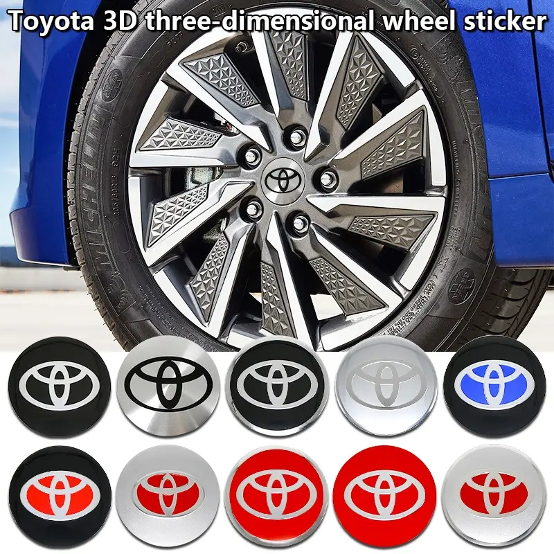 Toyota Wheel HUB Center Cap Set, Car Emblem Decoration Accessories, Replacement Rim Cover, Fits Corolla, Camry, Rav4, Highlander, Prius, Universal Car Sticker