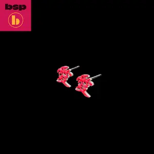 Red "Love" Symbol Earrings Desert Style Studs for Anime Fans Unique Design Fashion Jewelry