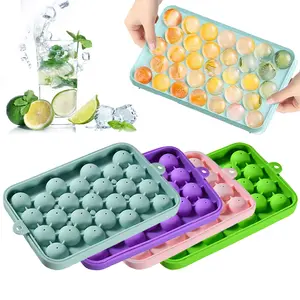 Ice Ball tray, Round Ice Trays, Small Round Ice Trays, Silicone Tiny Ice Ball Trays, Easy-Release 25pcs Small Ice Ball, for Freezer, Cocktail, Whiskey, Juice