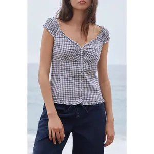 John Galt Women's Blue Plaid Elena Top
