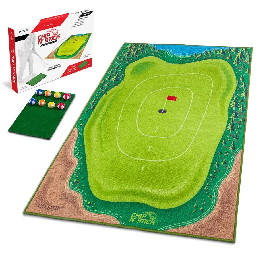 GoSports Mid-Size Chip N' Stick Golf Game, Woven Mat, 1-4 Players, Compact Roll-Up Storage, Indoor/Outdoor Sports Toy, Compact Storage, Game Kit