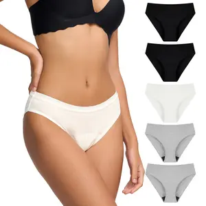 Battewa Leakproof Bikini Panties for Women, Reusable Heavy Flow Period Underwear 5-Pack
