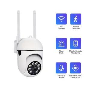 2 Pack 2.4G WiFi Security Camera for Home, 1080P FHD Color Night Vision, 360° PTZ Pan/Tilt, Motion Detection & Tracking, Two-Way Audio, Siren, USB Cable Included, Plug-in Power Only (No Adapter), Cloud Storage