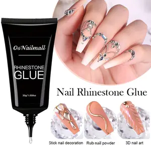 30ML Nail Rhinestone Glue, Super Strong Gel Nail Glue for Nail Charm, 3D Nails Bling Gel, Decorative Gem Nail Art Jewelry, Bling Rhinestone Decoration, Diy Nail Art, Nail Adhesive