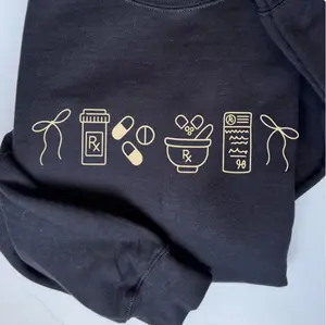 Pharmacy icon Aesthetic Comfort Sweatshirt Casual Crew Neck Pharmacist pharmacy tech Long SleeveCasual Comfortable Casual Wear - Cute, Tops Tshirt, Hoodie and Sweatshirt