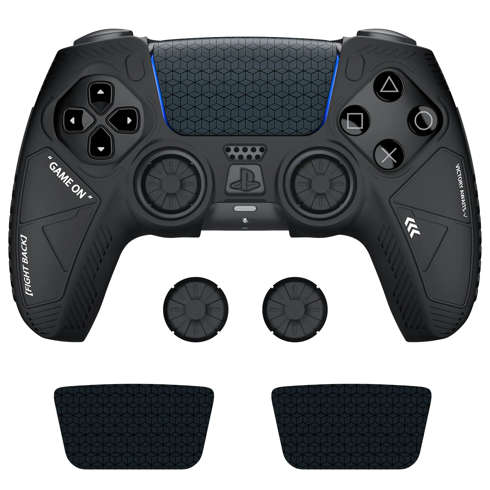 VIDPPLUING Non-Slip PS5 Controller Protective Case - Matte Mech Feel Cover with Thumb Grip Gap, Silicone Protector, Touchpad Sticker, Protective Film for Console Joysticks, Gaming Accessory Gift for Father's Day