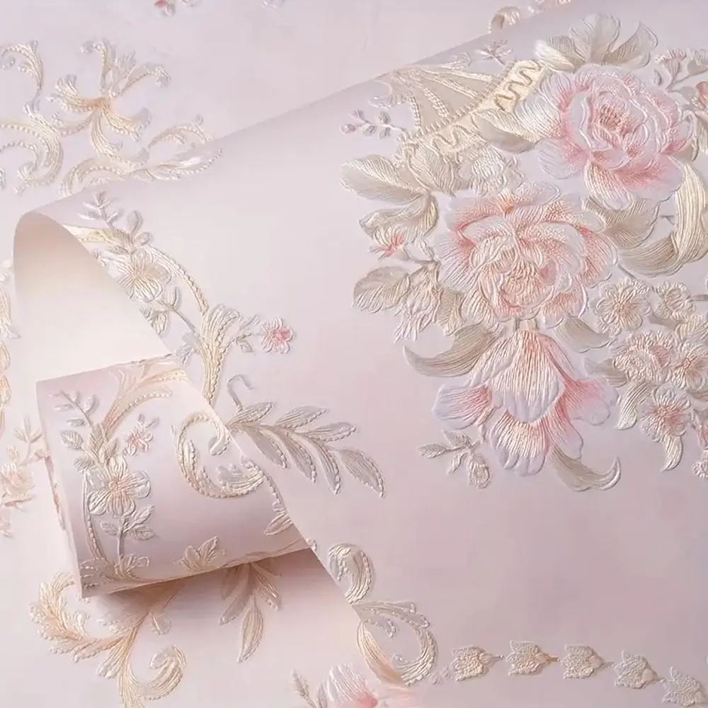 3D Rose Pattern Wallpaper, Self Adhesive Wall Paper, Wall Decorative Sticker for Home Living Room Bedroom, Home Decor Supplies