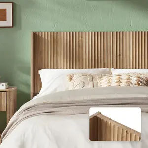 mopio Brooklyn Fluted Panel Wingback Headboard 80.8" - Wall Mount Headboard for King Bed, Modern Farmhouse Bedroom Decor, 4-Panel Assembly (Golden Oak, King)