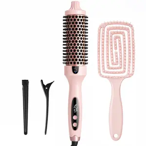 Cotsoco Ionic Thermal Brush, 1.5" Negative Ion Heated Hair Styling Comb Blowout Boost with 6 Temperatures, Gift for Women, Christmas Gift
