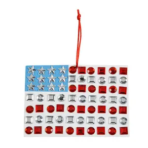 5 1/4" x 3 1/2" Patriotic Disco American Flag Ornament Craft Kits