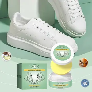 White Shoe Cleaner Cream Multipurpose No-Wash Solid Comes with Sponge Removes Stains Ideal for Leather Silicone Car Interiors Mild Non-Irritating Eco-Friendly -FF