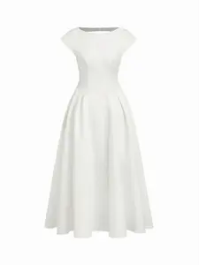 Boat Neck Cut Out Backless Ruffle Maxi Dress