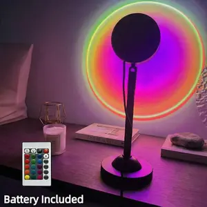 Valentine's Day Autumn Sunset Projector Light, 180° Adjustable Sunset Ambient Light, Remote Control RGB Ambient Night Light, 4 Modes, Includes Battery-Powered Remote Control, Suitable for Game Rooms, Live Streaming, Parties, Bedrooms, Christmas Gifts.
