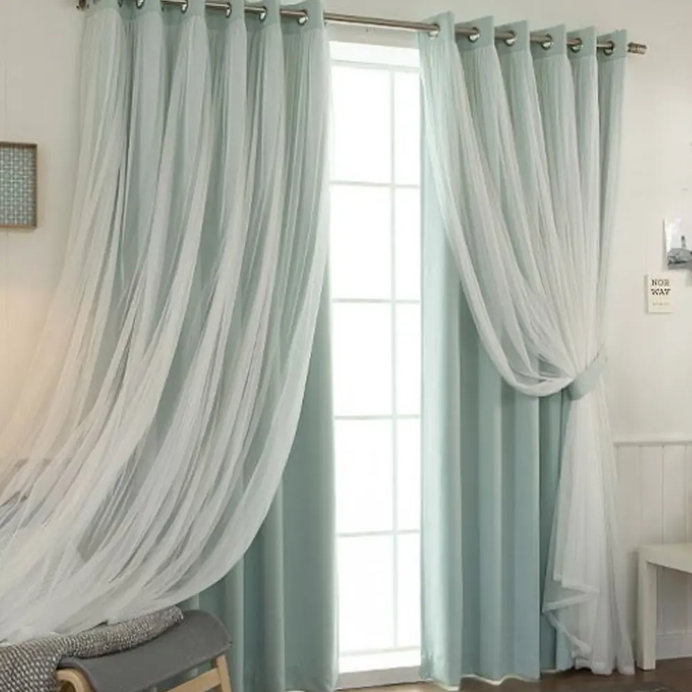 Double Layer Curtain, Solid Color Blackout Curtain, Blackout Window Cover, 1 Piece, Fashionable Home Decor for Living Room & Bedroom, Window Curtain, Home Decorative Curtain, Blackout Bedroom Curtains, Home Decoration Curtain