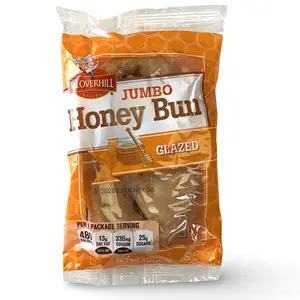 Cloverhill Jumbo Glazed Honeybuns Snack, Individually Packaged, 12-Pack Sugar-Sweetened Pastry, 3-Month Shelf Life for Cupboard Storage