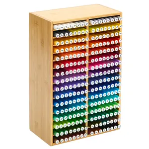 MEEDEN Bamboo Marker Organizer for Desk: Holds 224 Pens with 32 Compartments- Art Supply Storage & Holder for Alcohol Markers，Pens，Pencils