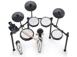 Alesis Nitro Max Kit Compact Electric Drum Kit with Quiet Mesh Pads, 10" Dual-Zone Snare, Bluetooth, 440+ BFD Sounds, Drumeo, USB MIDI, Kick Pedal