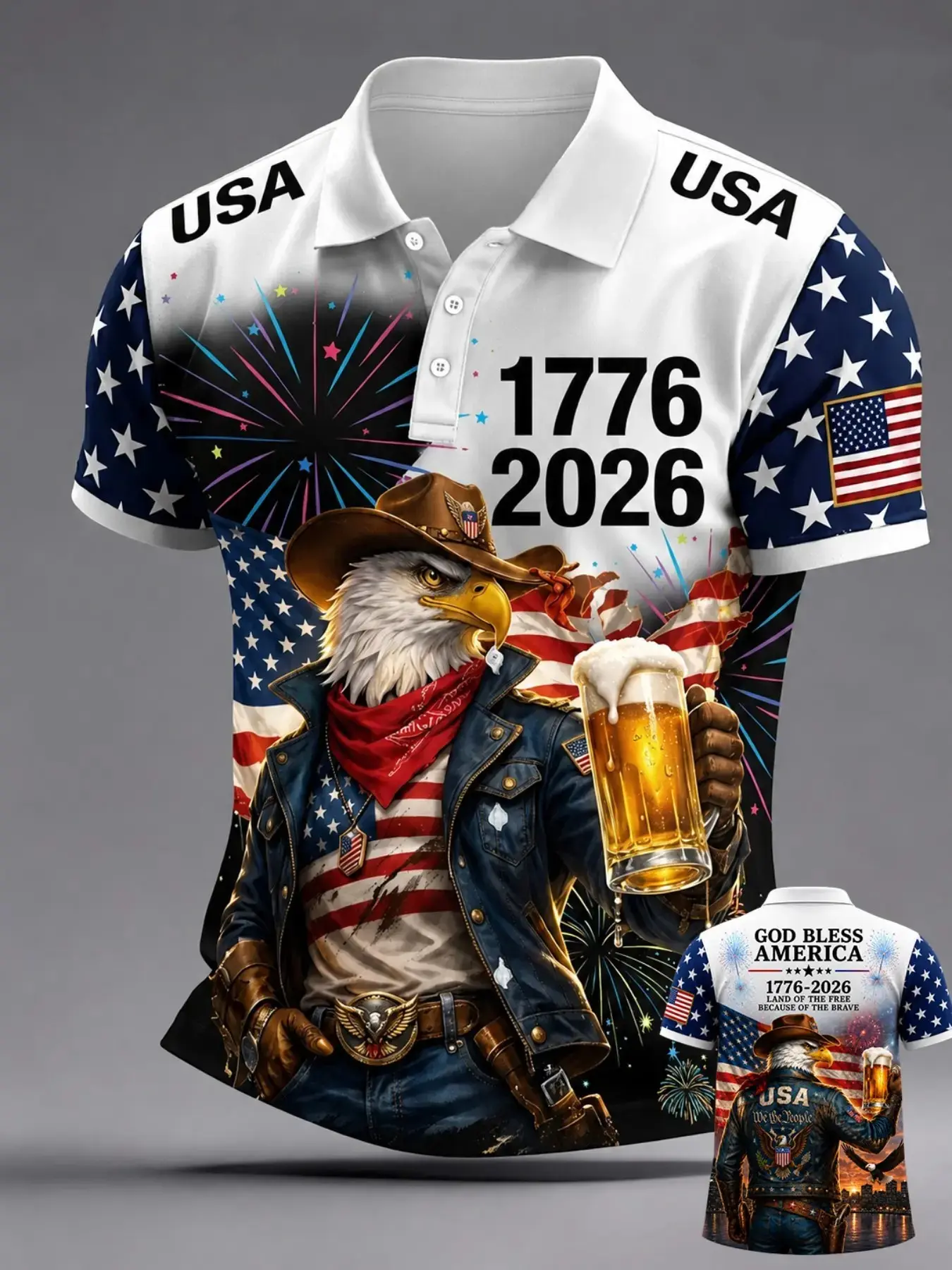 Clearance Polo Shirt: Usa Independence Day 50th Anniversary Theme, 9/11 Memorial, Slim Fit, Breathable, Ideal for Parades, Bbqs, Concerts