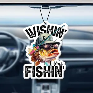 Fishing Themed Car Air Freshener Ornament, Car Fragrance, Car Rear-view Mirror Hanging Aromatherapy Tablet Decoration, Car Interior Decoration Accessories, Car Interior Diffusers