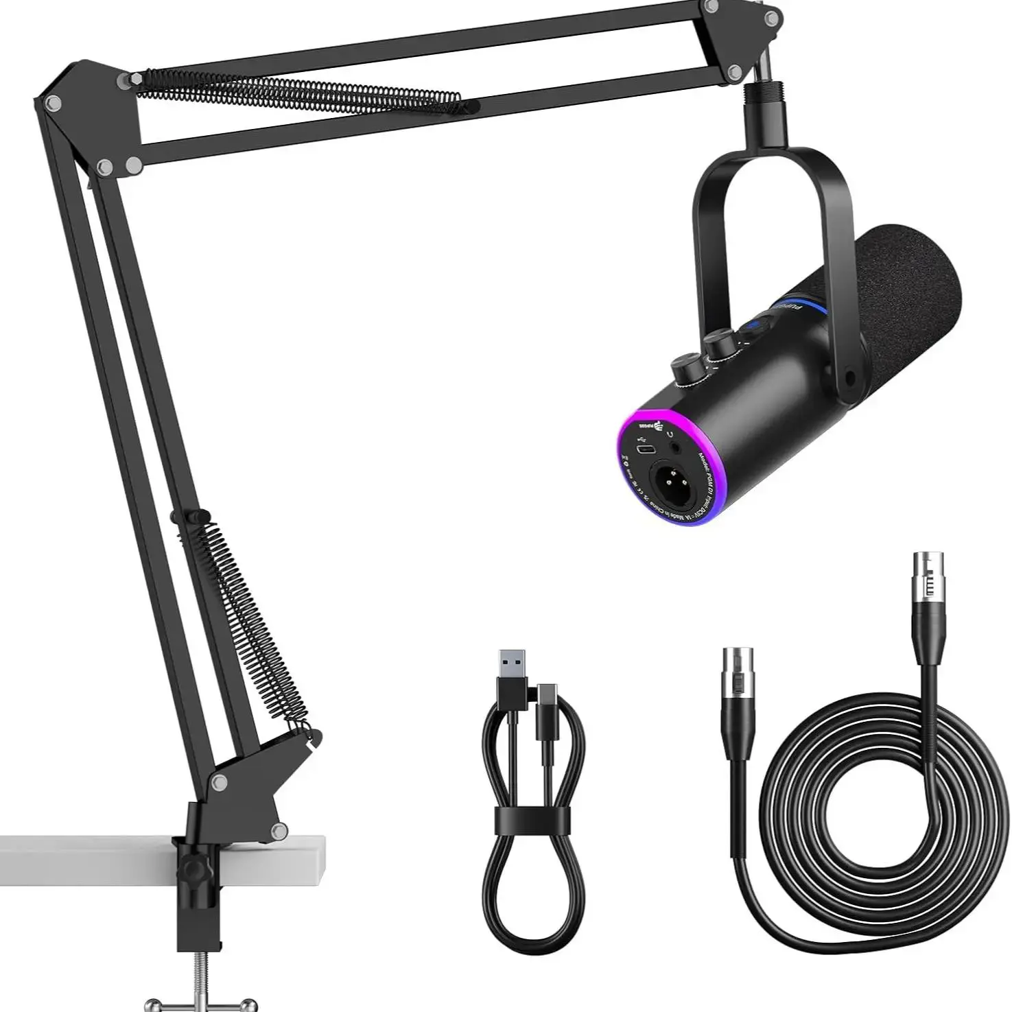 PUPGSIS Podcast Gaming Microphone - Audio Device with Noise Cancellation, Reverb Effect, 1-Touch Mute, 3.5mm Monitoring Jack, Portable Stand for Mobile/PC/Laptop Streaming Recording, USB Plug-In,back to school,back to school haul