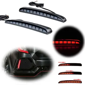 2pcs Reflector Red LED Foglight Brake Tail lamps Light Fors 2017 2018 2019 2020 20201 2022 Honda Civic Hatchback, Replace OEM  # 33555TDJJ01 33505TDJJ01 33555-TDJ-J01 33505-TDJ-J01