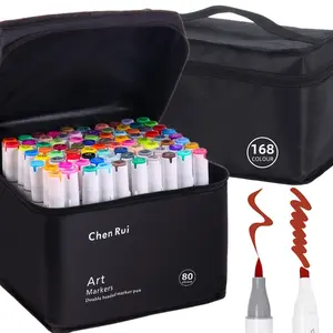Alcohol Based Brush Markers,Brush & Chisel Dual Tip -Double Tipped Art Marker Set for Artists Adults Coloring Sketch Illustration Card Making and DIY Patinting-Refillable Ink